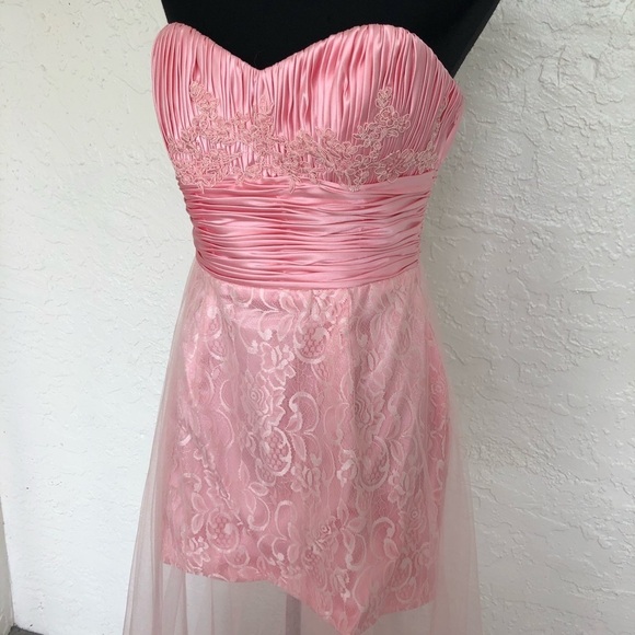 Alyce Paris Pink Etherial Lace Prom Pageant Gown Dress Womens 6 - Picture 7 of 11